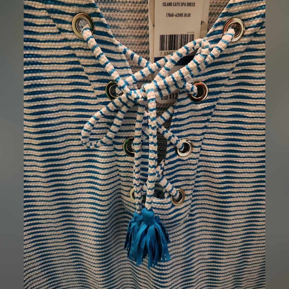 NWT Tommy Bahama Blue And White Summer Dress, Size XL - Picture 3 of 6